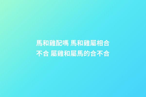 馬和雞配嗎 馬和雞屬相合不合 屬雞和屬馬的合不合
